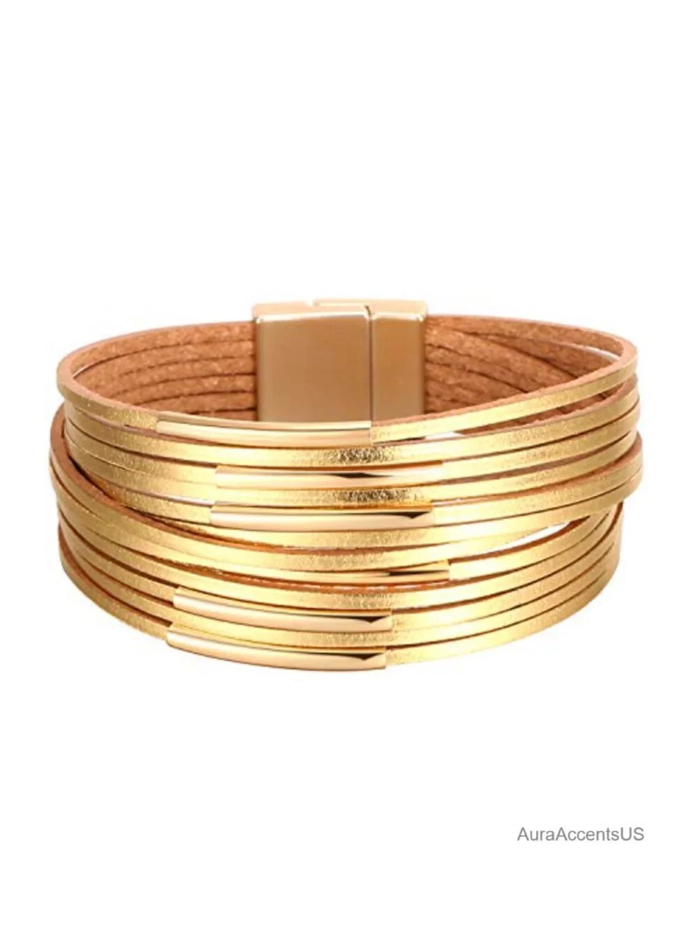 Fesciory Leather Wrap Bracelet for Women Boho Western Layered Cuff